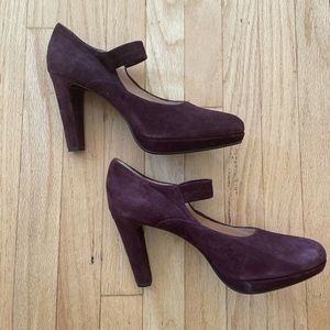 Deep purple suede strap pumps